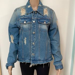 Iris destroyed denim jean jacket